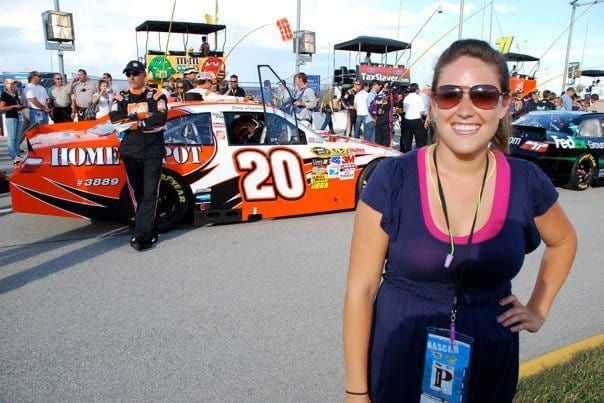 Cindy working on a Nascar shoot