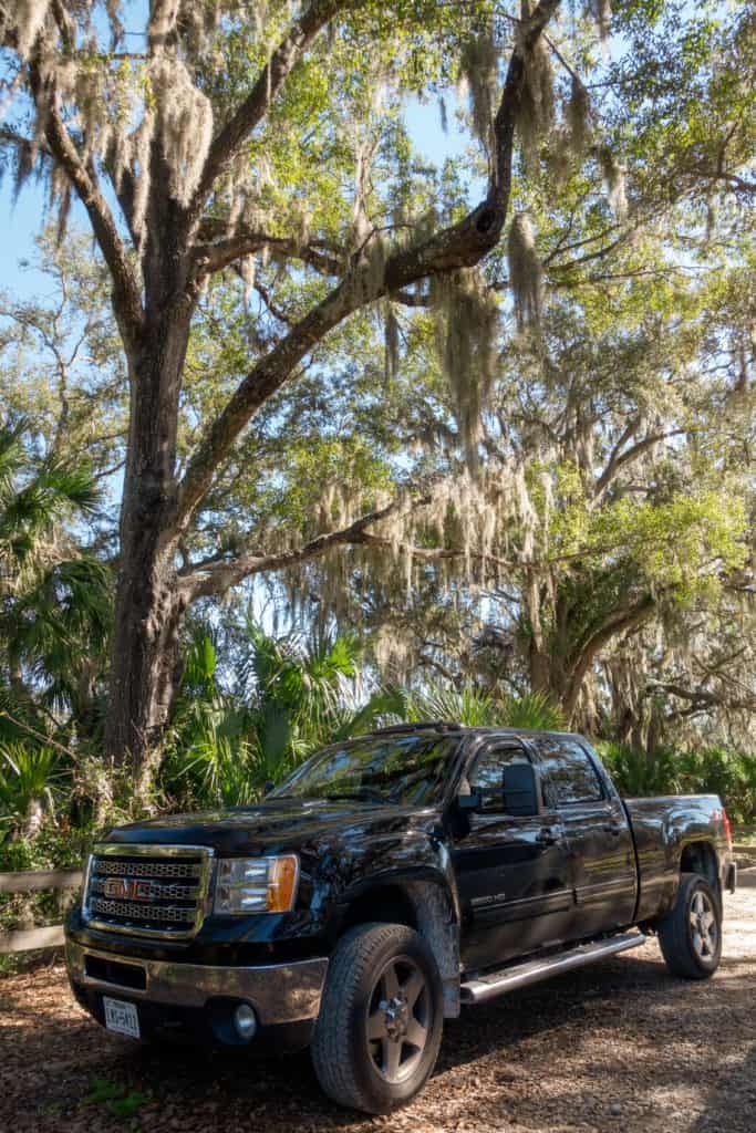 Truck at the Eco-Walk Loop Trailhead in Crystal River FL