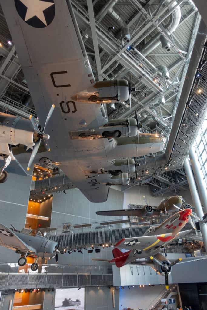 Planes in the Boeing Center at the nola ww2 museum