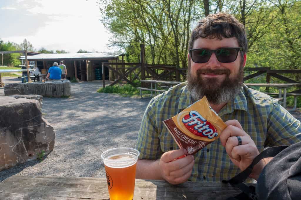 Barrett eating at the Picnic Area at Mead's Quarry Lake in Knoxville, Tennessee