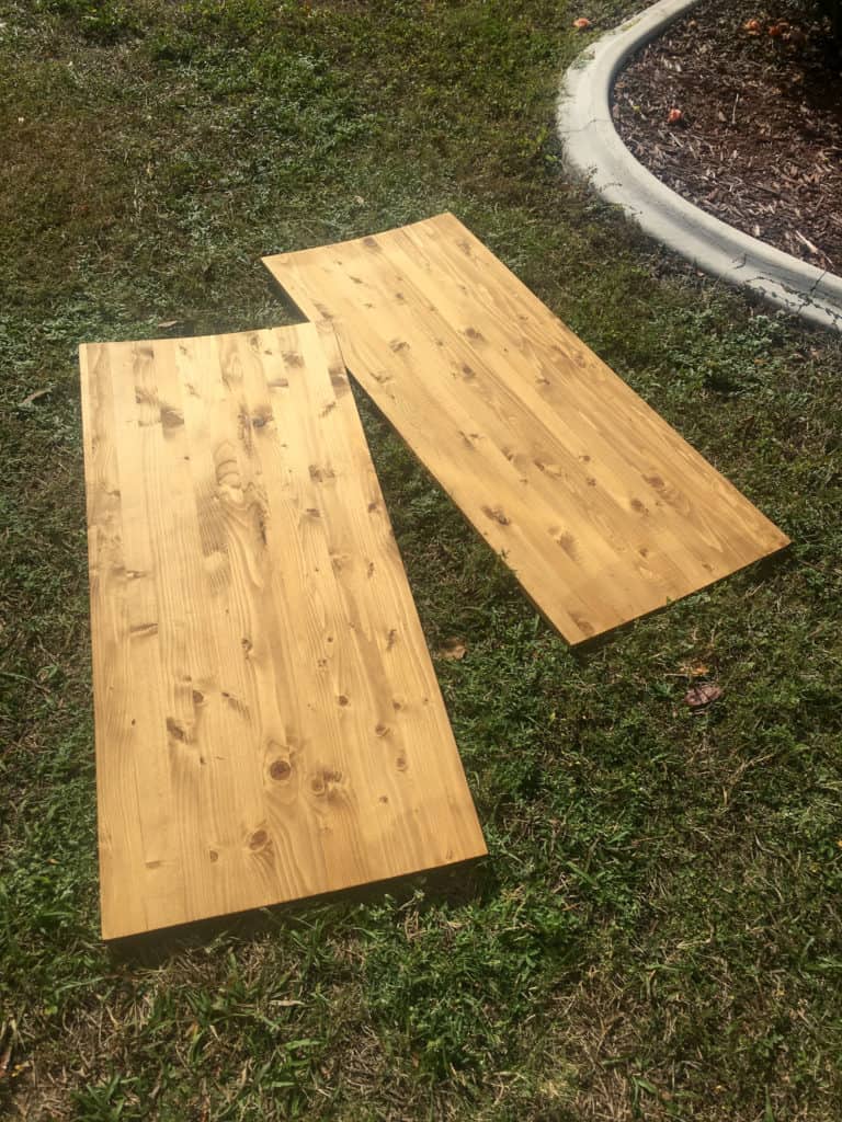 pine boards after stain