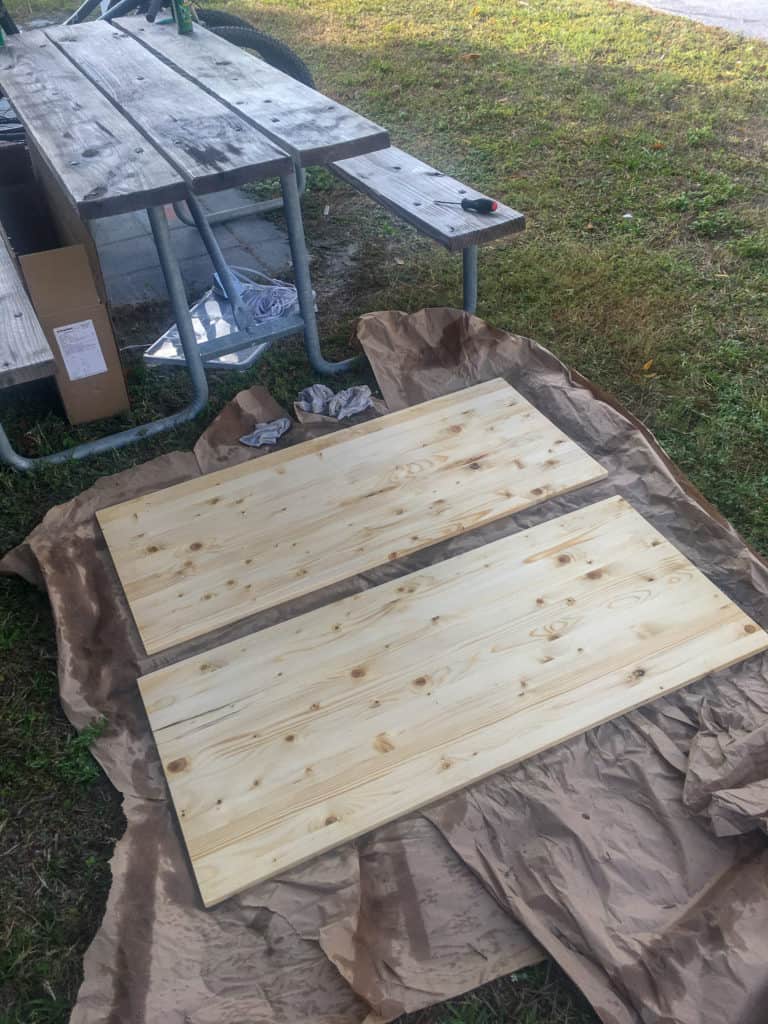 Pine boards before stain