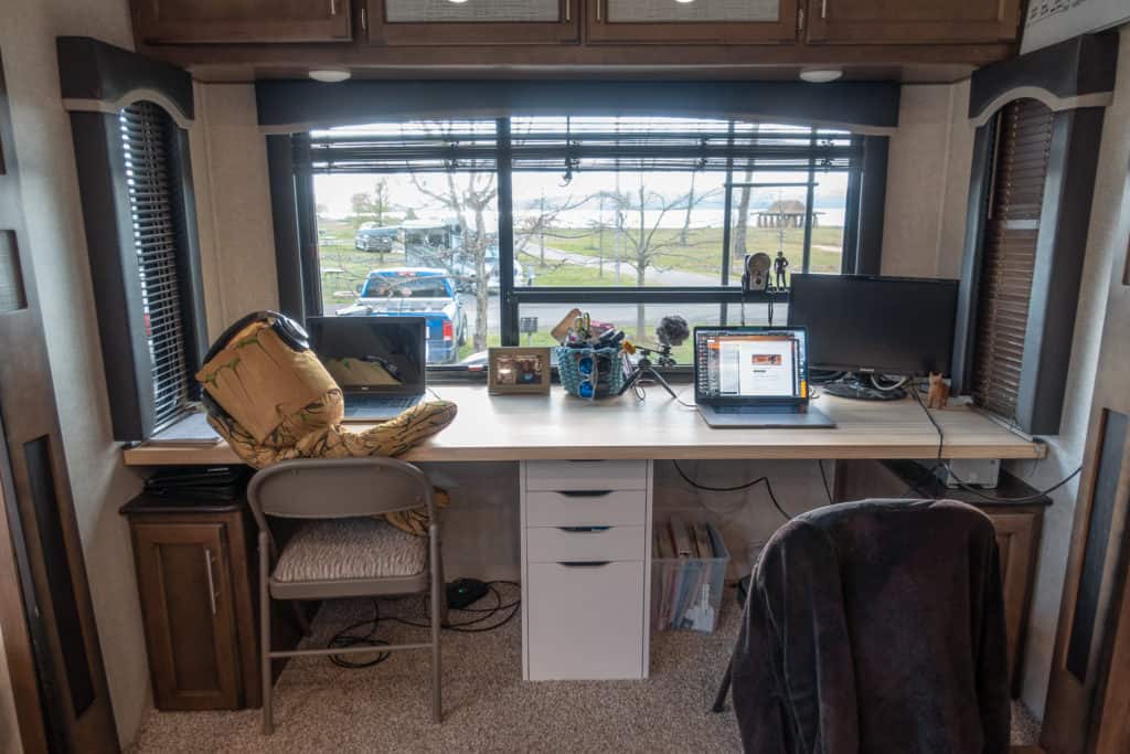 rv desk for full-time rv living renovation, after photo