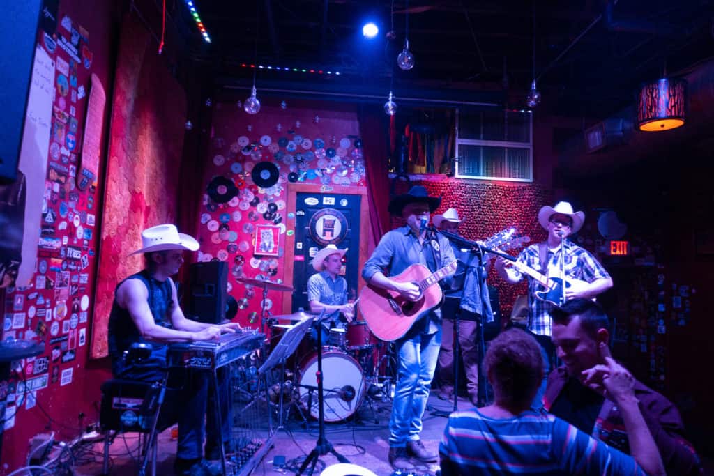 Musicians playing at one of the best music spots in Knoxville, Tennessee, Preservation Pub