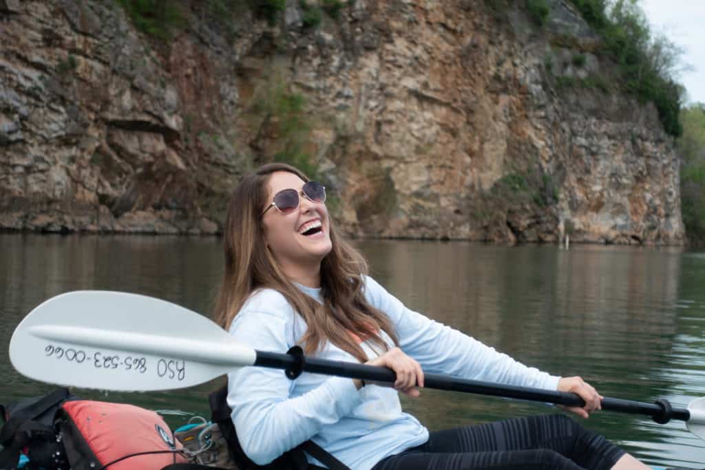 Cindy Kayaking in Mead's Quarry Lake in Knoxville, Tennessee