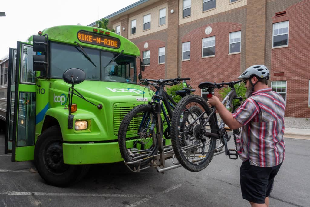Barrett adding bike on Traverse City bike-n-ride bus