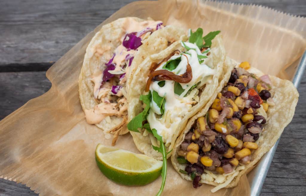 Tacos at first stop Hop Lot on the bike-n-ride tour in traverse city