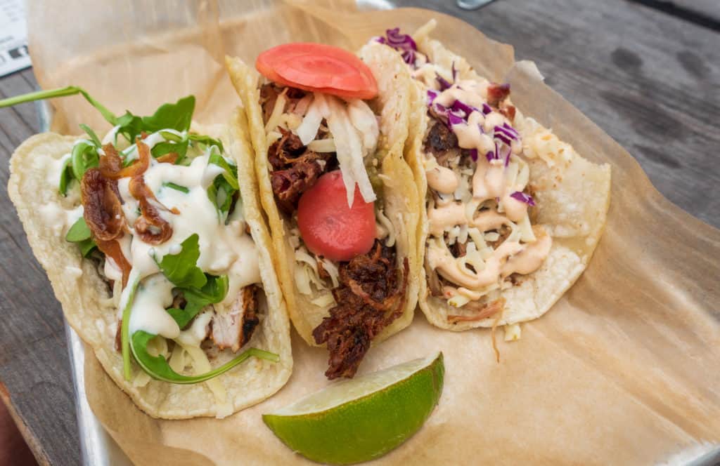 Tacos at first stop Hop Lot on the bike-n-ride tour in traverse city