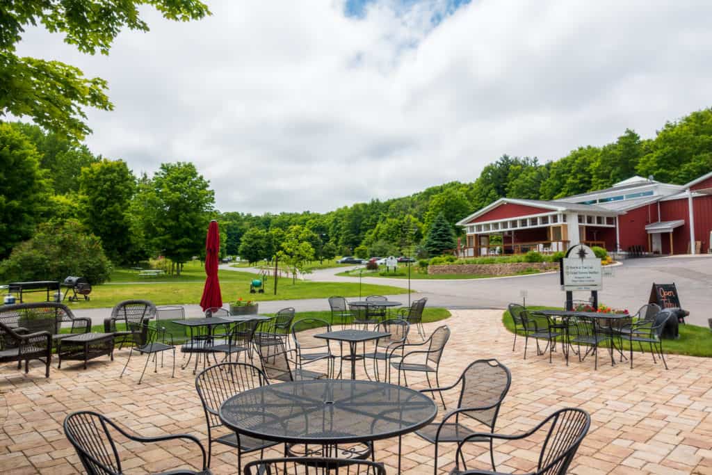 Black Star Farms Distillery patio on bike-n-ride tour