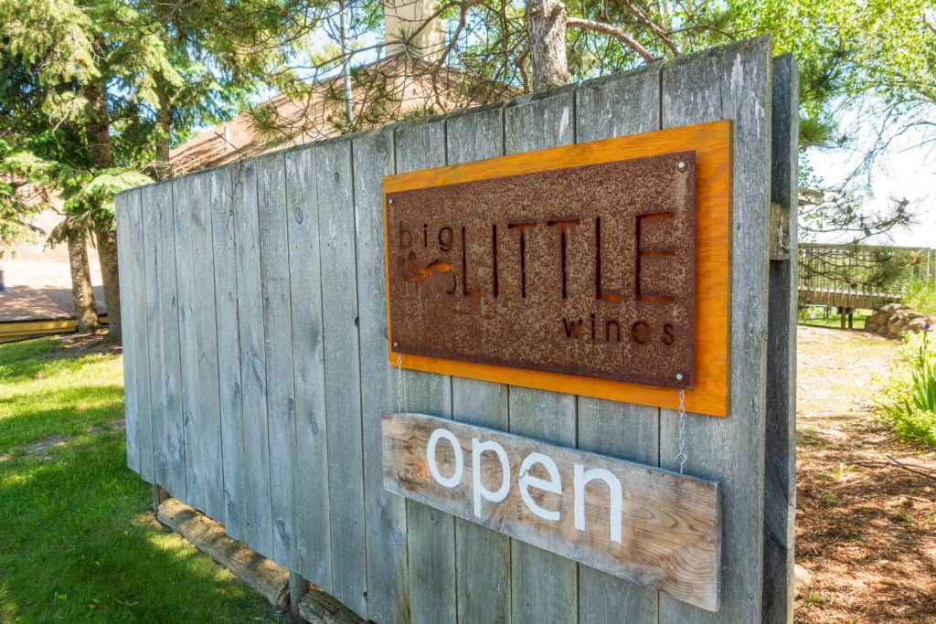 bike-n-ride traverse city Big Little Wines Entrance Sign on the Traverse City area DIY bike-n-ride tour