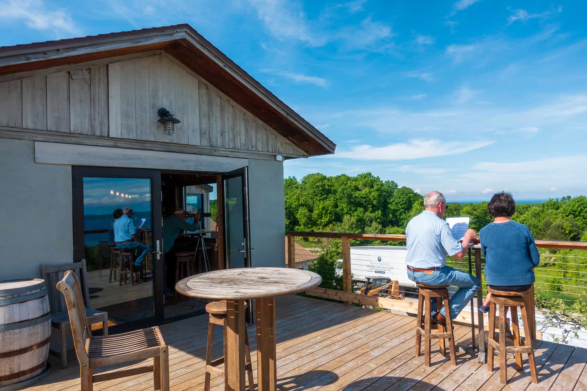 bike-n-ride traverse city Suttons Bay Ciders patio on the Traverse City area DIY bike-n-ride tour