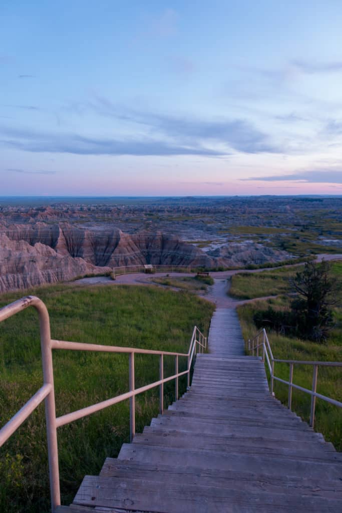Badlands-National-Park Badlands National Park Sunset at Pinnacles Overlook Stairs