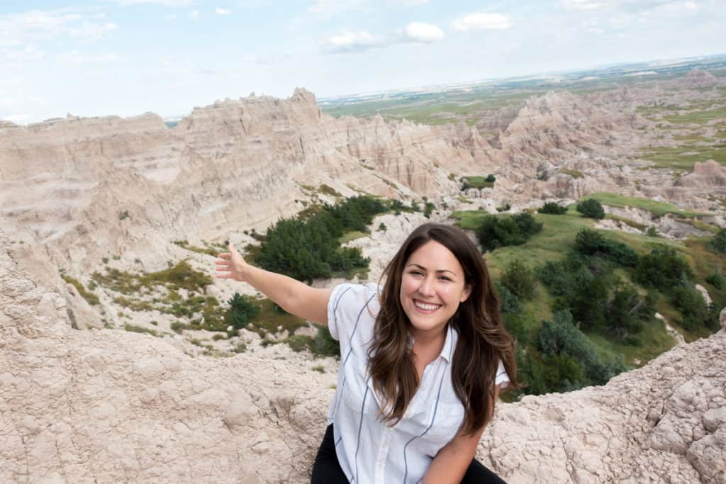 Cindy on Left Side of Notch Trail at Badlands National Park