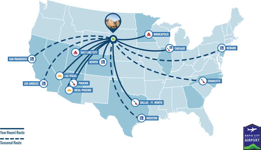 Rapid City Airline Map