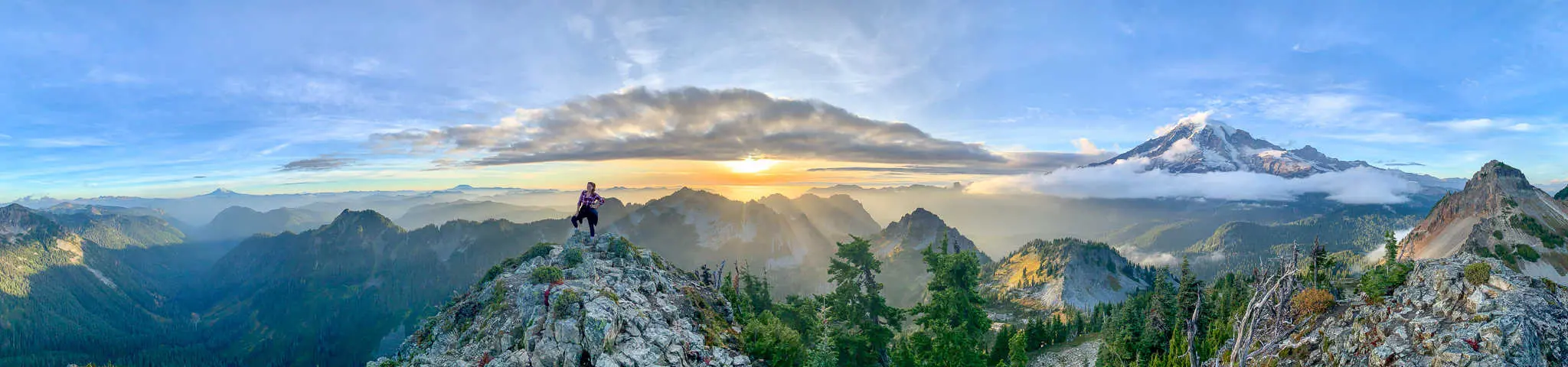 Cindy from Cinders Travels hiking Mount Rainier in Washington.