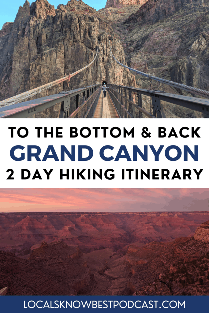 Grand Canyon, To the bottom and back Two day Hiking Itinerary Pin