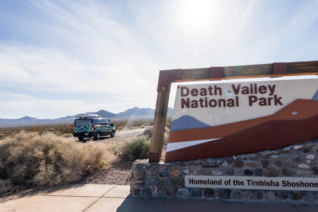 Photo of the Escape Campervan Cindy and Barrett used at Death Valley National Park while comparing Van Life to RV Life