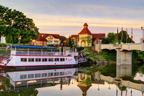 A boat in the water at Frankenmuth, Michigan, Best Known for Christmas and Chicken - Locals Know Best podcast episode