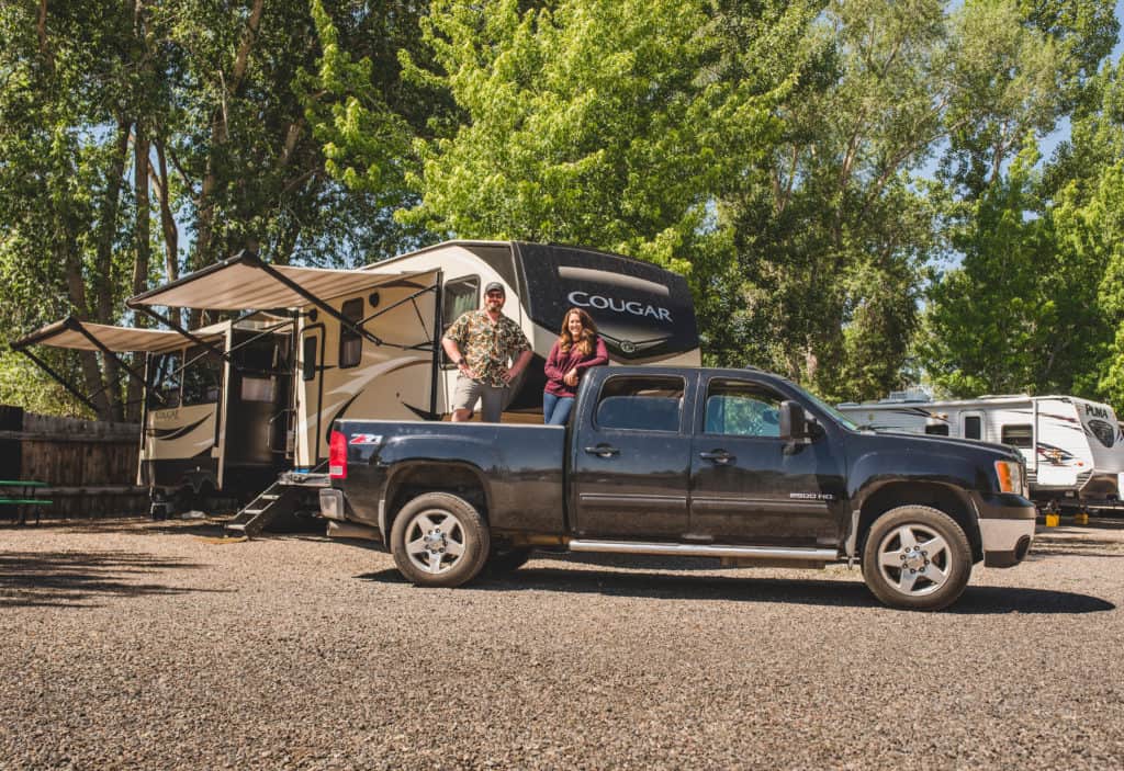 Cindy and Barrett with RV in Montrose, Colorado