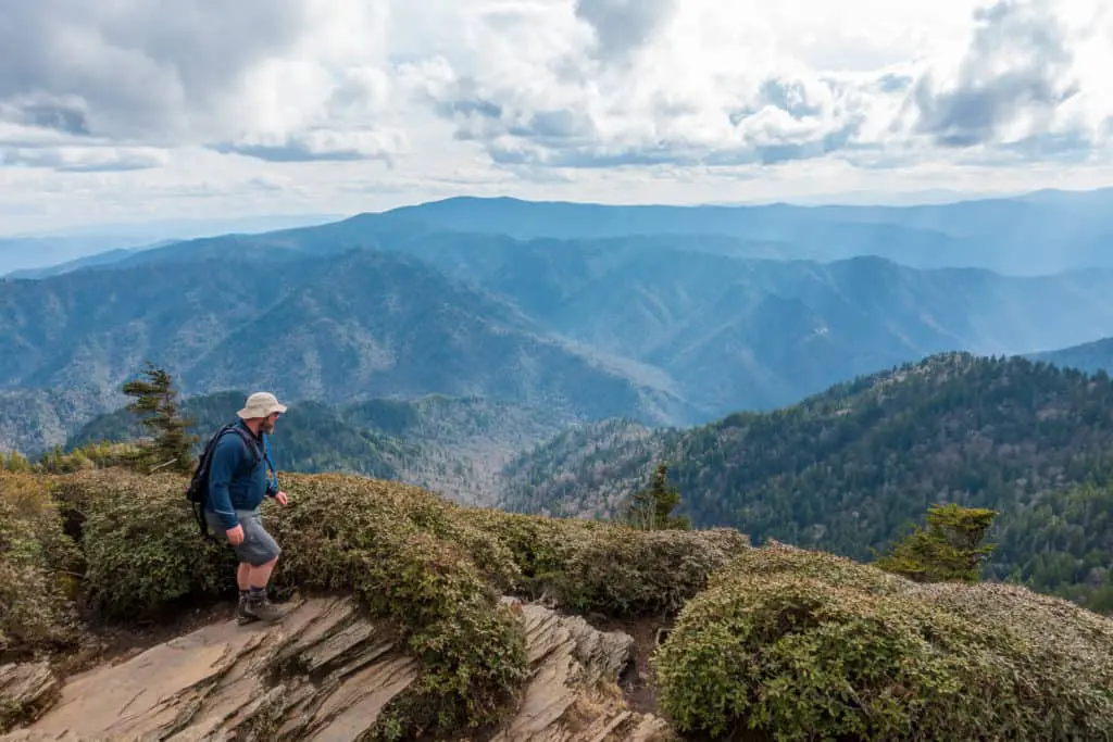 Barrett hiking the cliff tops of Mount LeConte in the Great Smoky Mountains