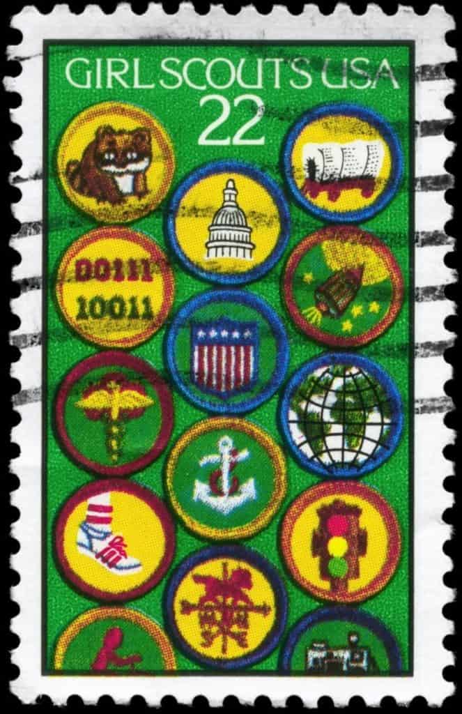 A Girl Scout stamp at the Girl Scout museum in Knoxville, Tennessee