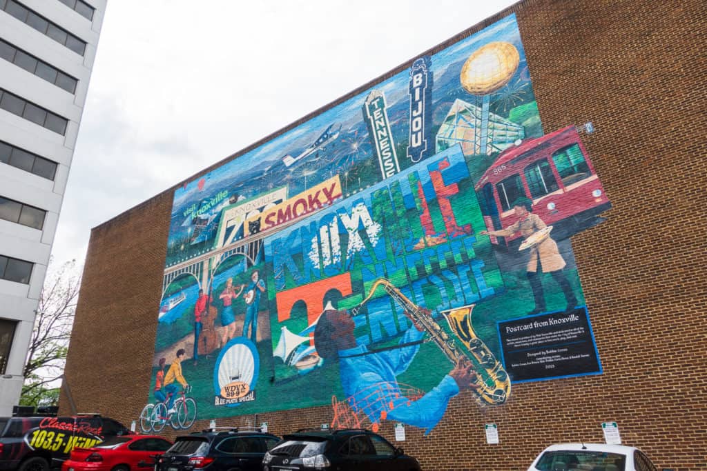 The mural outside of the Knoxville Visitor Center