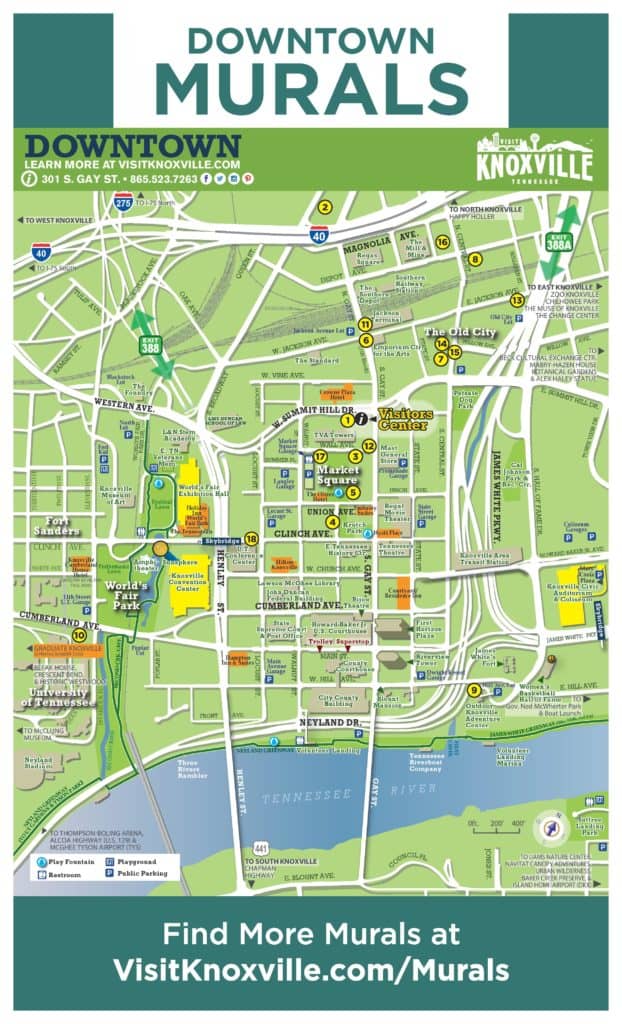 best-things-to-do-in-knoxville A Map to find all of the Downtown Murals in Knoxville
