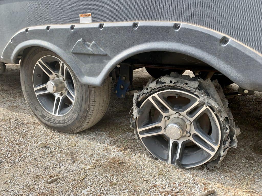 full-time-rv-living A shredded tire on our RV