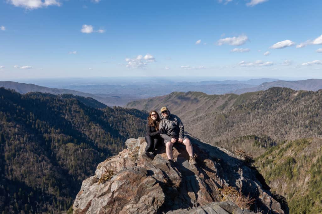 Smoky-Mountains-Itinerary Cindy and Barrett at Charlies Bunion part of the Great Smoky Mountains Itinerary