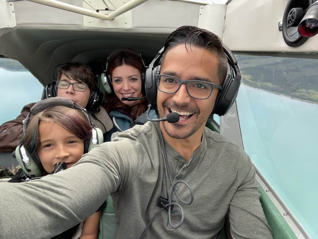 Jon and His Family Mid-Flight over Alaska
