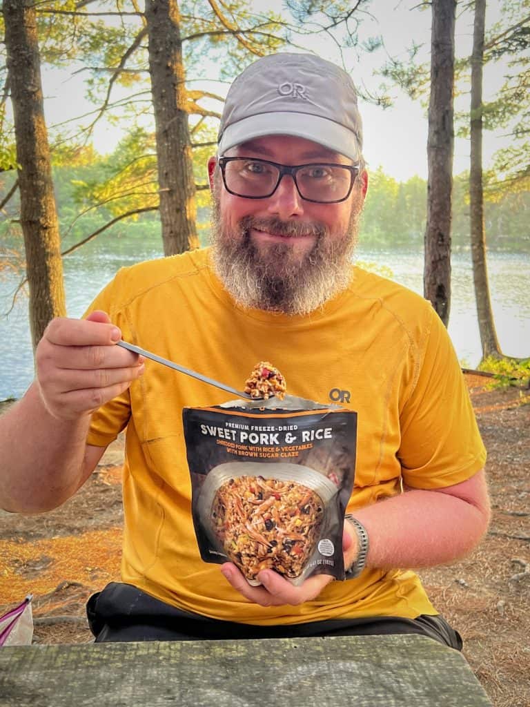 Barrett uses a long-handled spoon to eat on the Appalachian Trail.