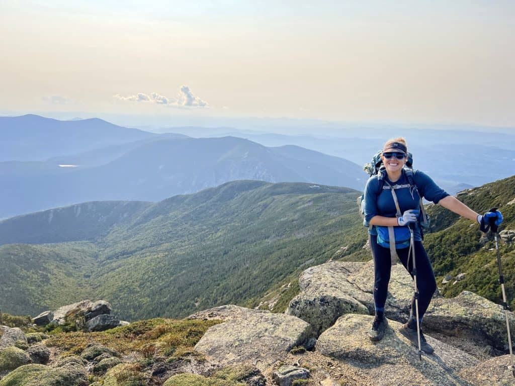 Cindy wearing wet dry gloves on the Appalachian Trail