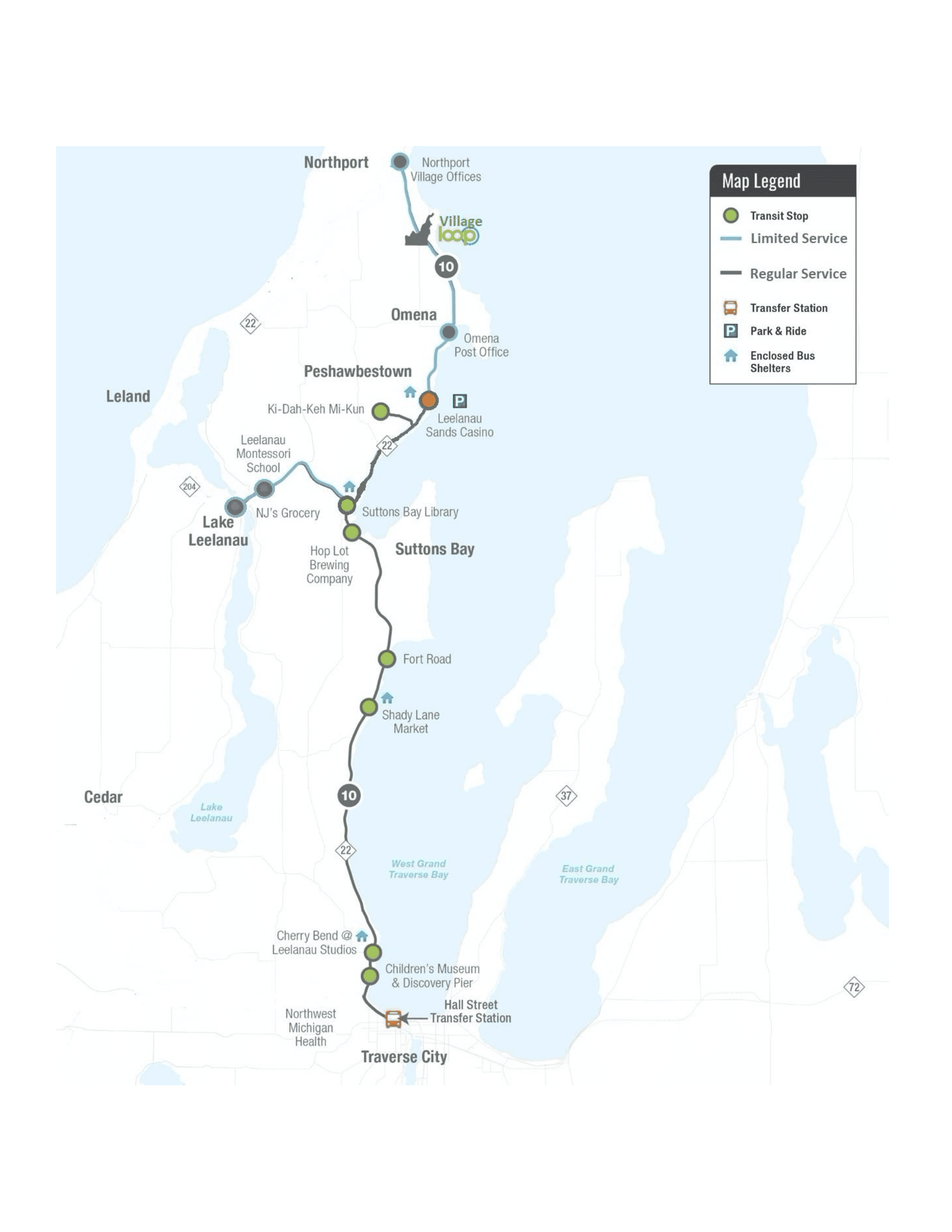 BATA Route 10 Bus Route Map for DIY Bike-n-Ride Trip in Traverse City