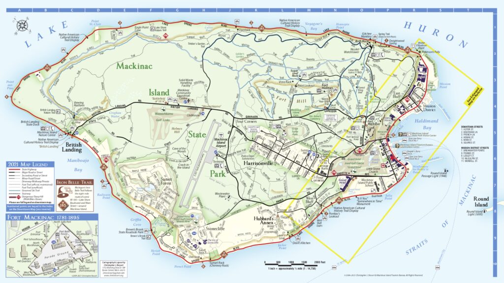 Mackinac Island biking map from the Mackinac Island Tourism Bureau