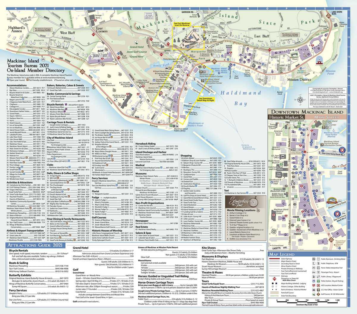 Mackinac Island shopping map from the Mackinac Island Tourism Bureau