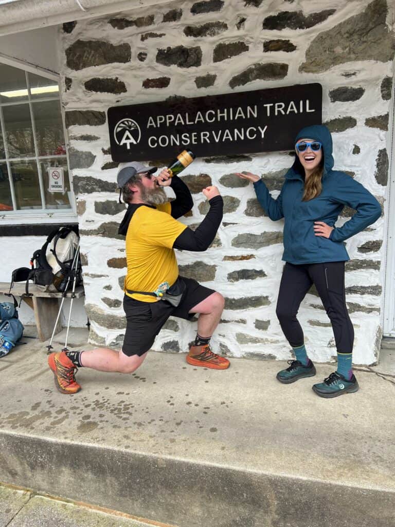 Cindy and Barrett the day they completed their Appalachian Trail thru-hike.