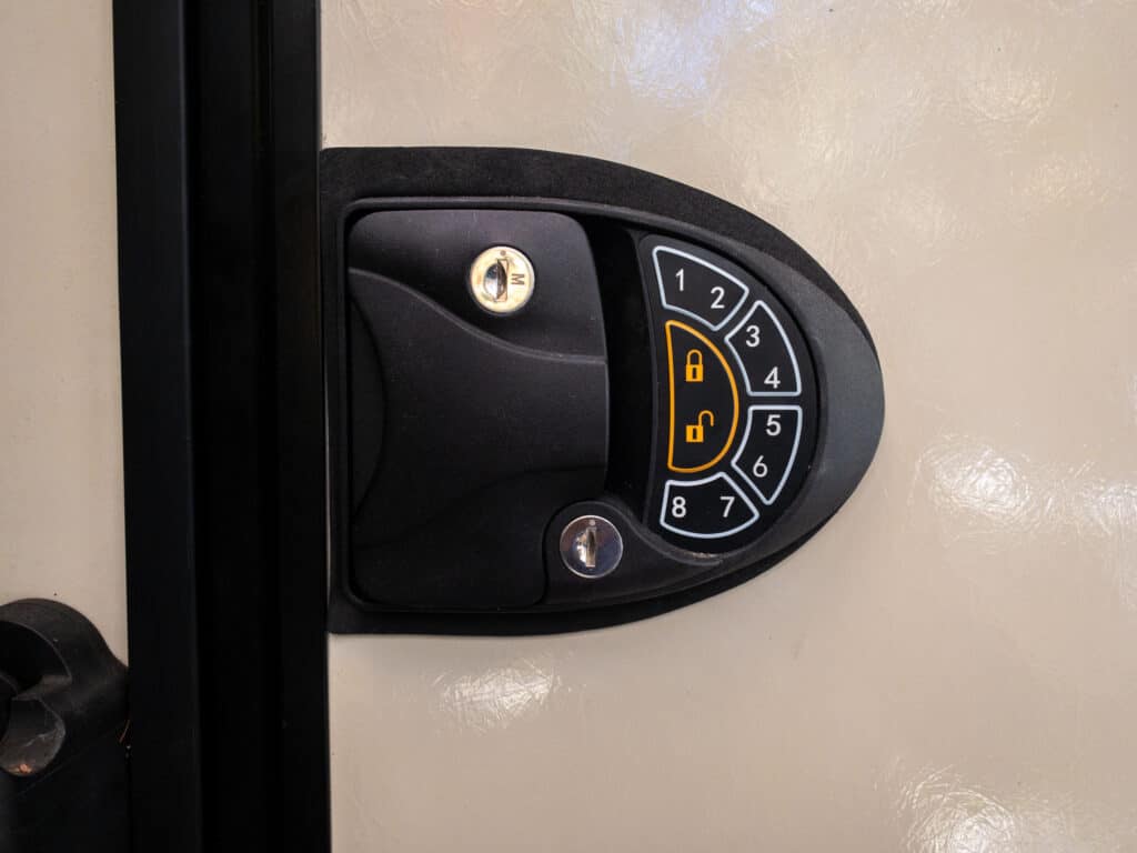 A keypad door handle for on an RV, an RV must have