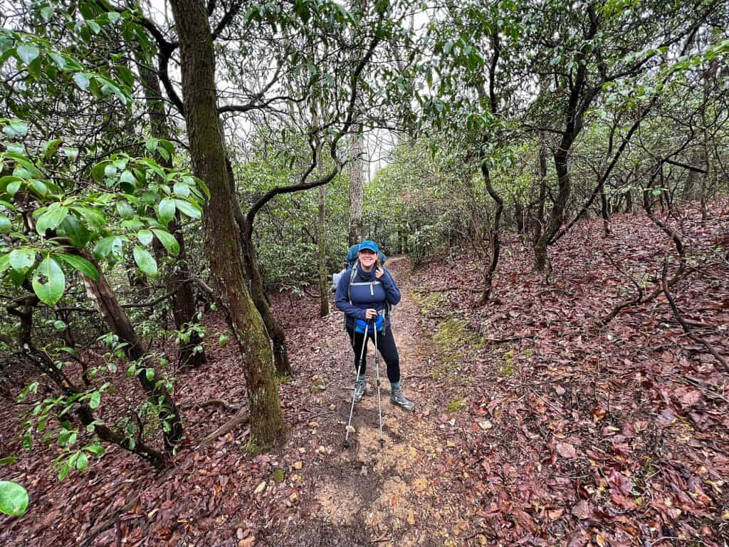 Cindy hiking on the Appalachian Trail