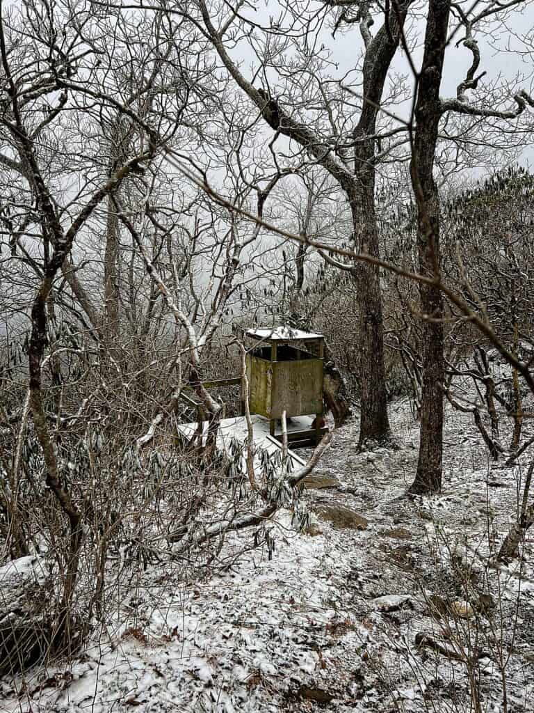 Snowy privy on the Appalachian Trail