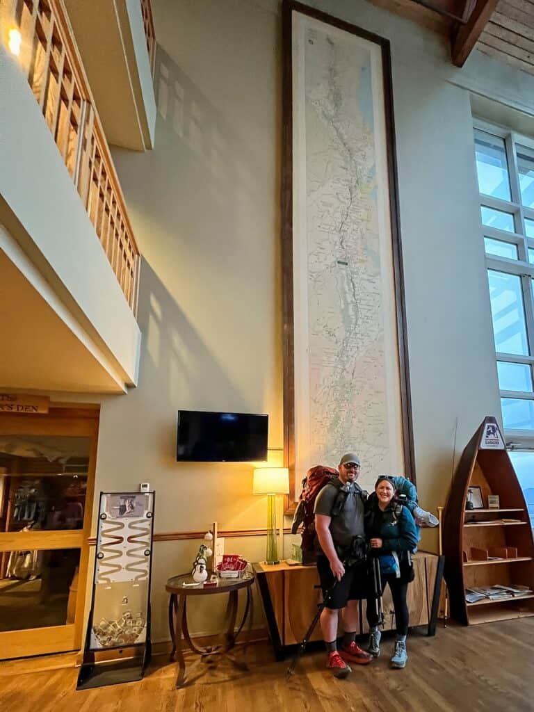 appalachian trail map in the lodge at the start