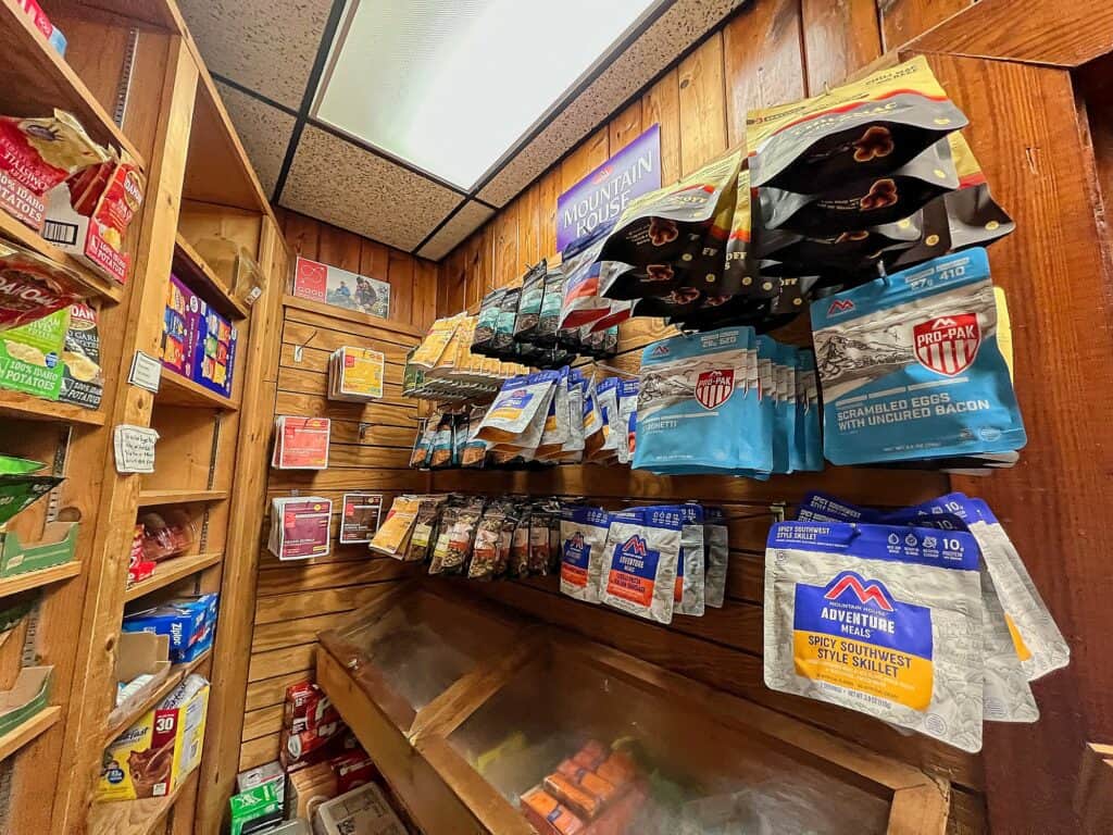 backpacking meals in a shop being sold as food for hiking options