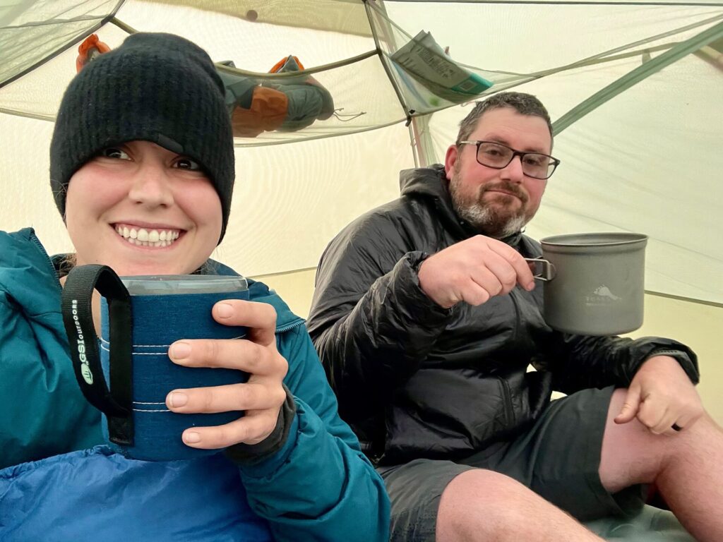 hiking the appalachian trail Us having coffee in the am