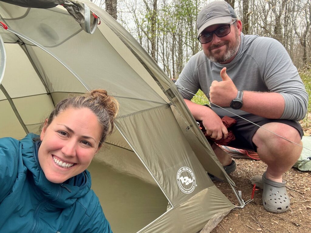 hiking the appalachian trail Us with our tent