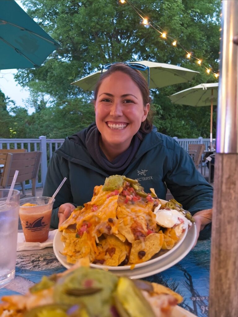 hiking the appalachian trail Cindy at Margaritaville with Volcano Nachos