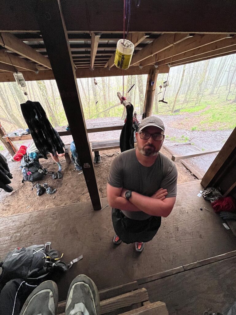 hiking the appalachian trail Waiting out the storm in the shelter