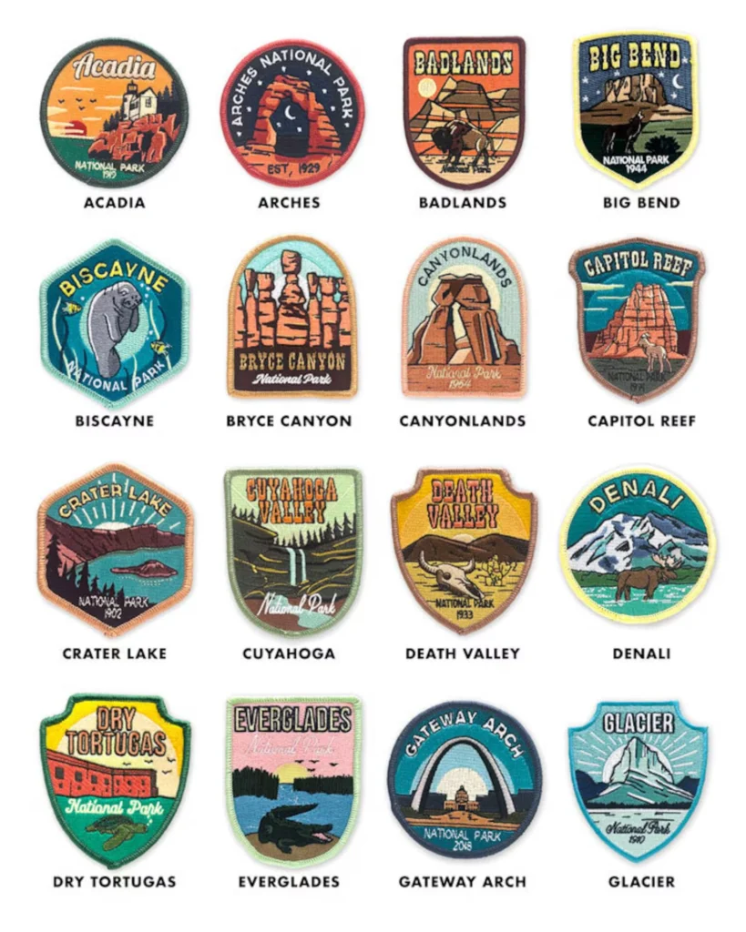 National Parks Gifts embroidered iron-on patches from Thelonebison's Etsy shop