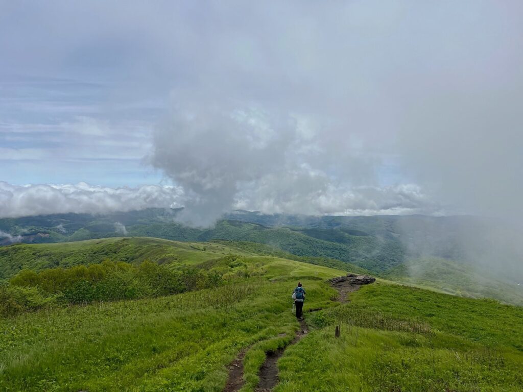 Appalachian Trail Hike Appalachian Trail hiker in the Roan Highlands