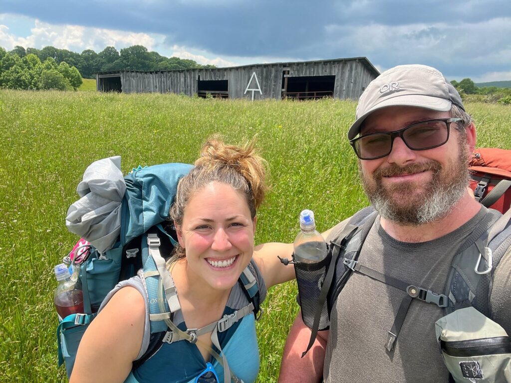 Appalachian Trail Hike Thru-hikers in a pasture on the Appalachian Trail