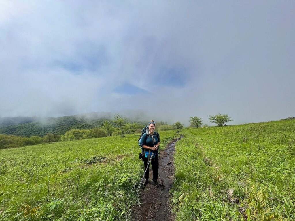 Appalachian Trail Hike Appalachian Trail hiker in the Roan Highlands