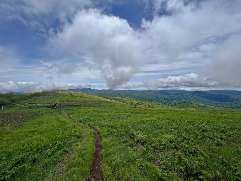 Appalachian Trail Hike Appalachian Trail hiker in the Roan Highlands